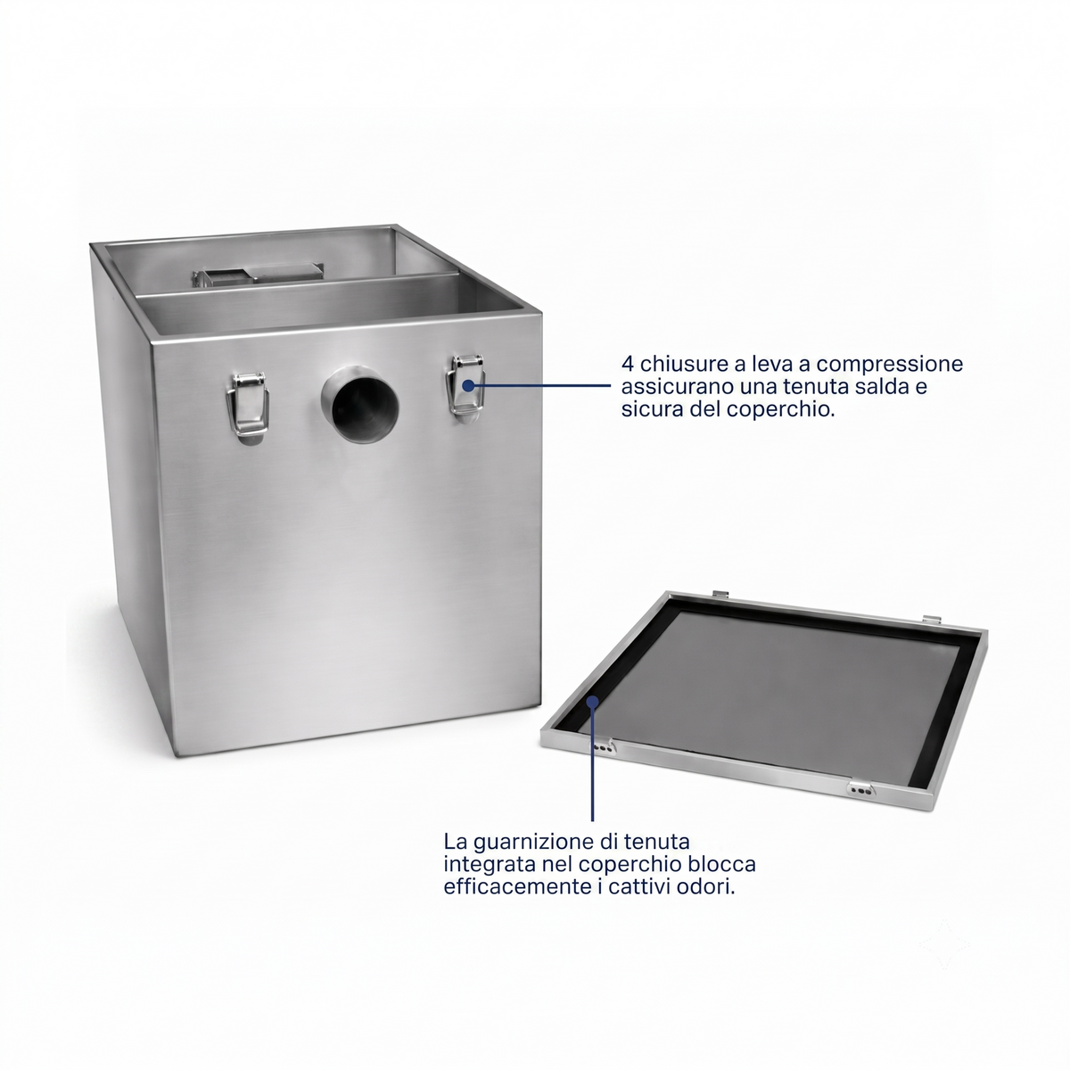 Separador de grasas de pie 120L - separador de grasas de acero inoxidable 2