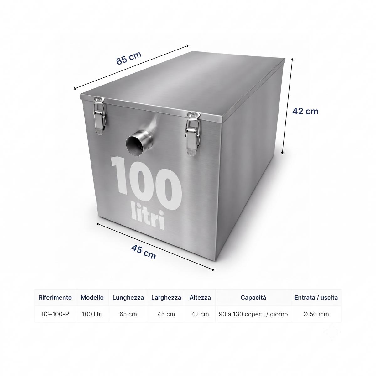 Separador de grasas bajo fregadero 100L - separador de grasas de acero inoxidable 7