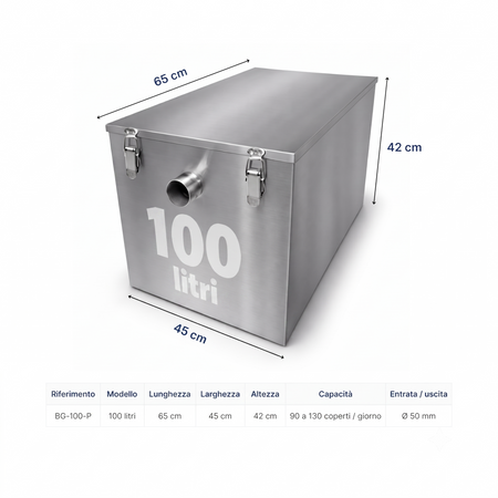 Separador de grasas bajo fregadero 100L - separador de grasas de acero inoxidable 7