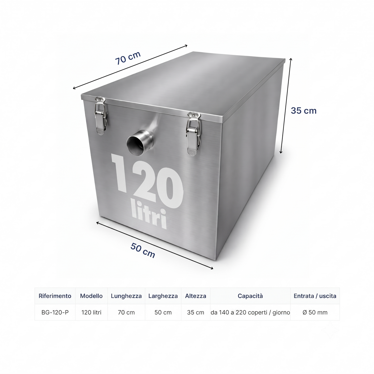 Separador de grasas de pie 120L - separador de grasas de acero inoxidable 7