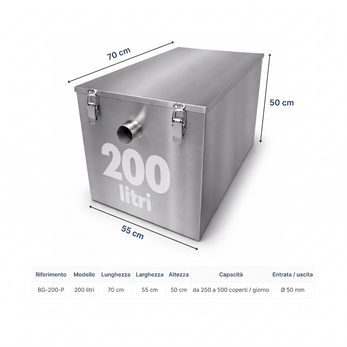 Separador de grasas de pie 200L - separador de grasas de acero inoxidable 7