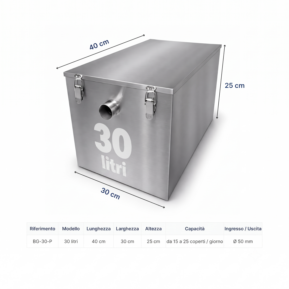 Separador de grasas bajo fregadero 30L - separador de grasas de acero inoxidable 7