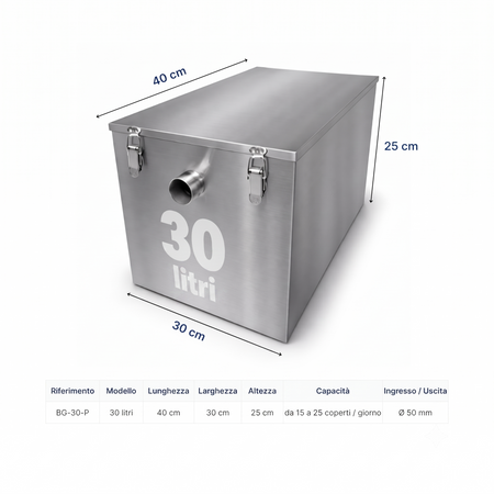 Separador de grasas bajo fregadero 30L - separador de grasas de acero inoxidable 7