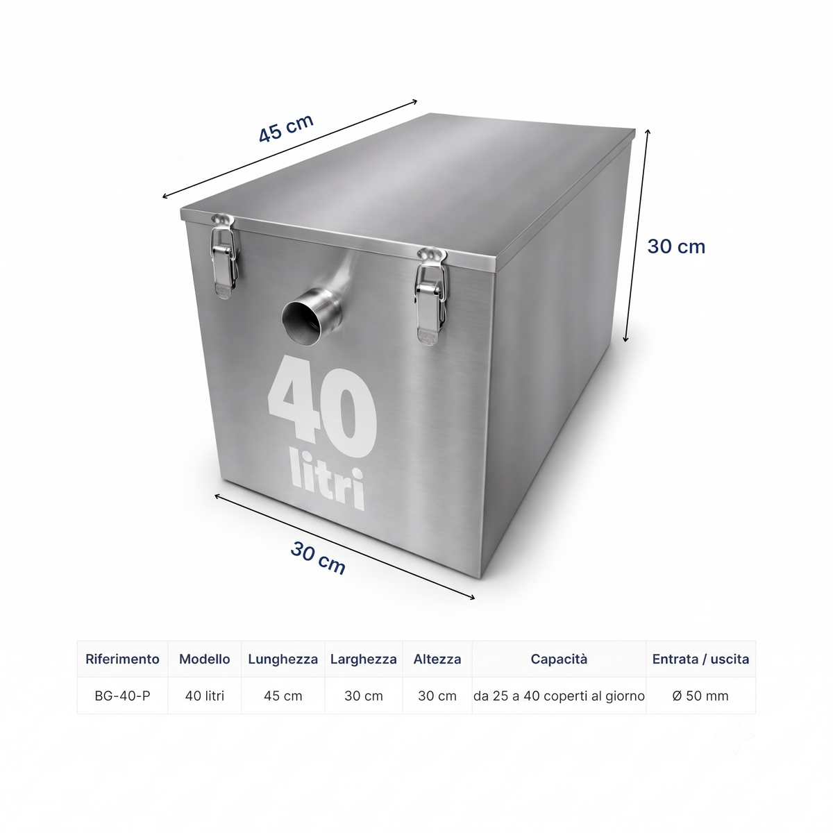 Separador de grasas bajo fregadero 40L - separador de grasas de acero inoxidable 7