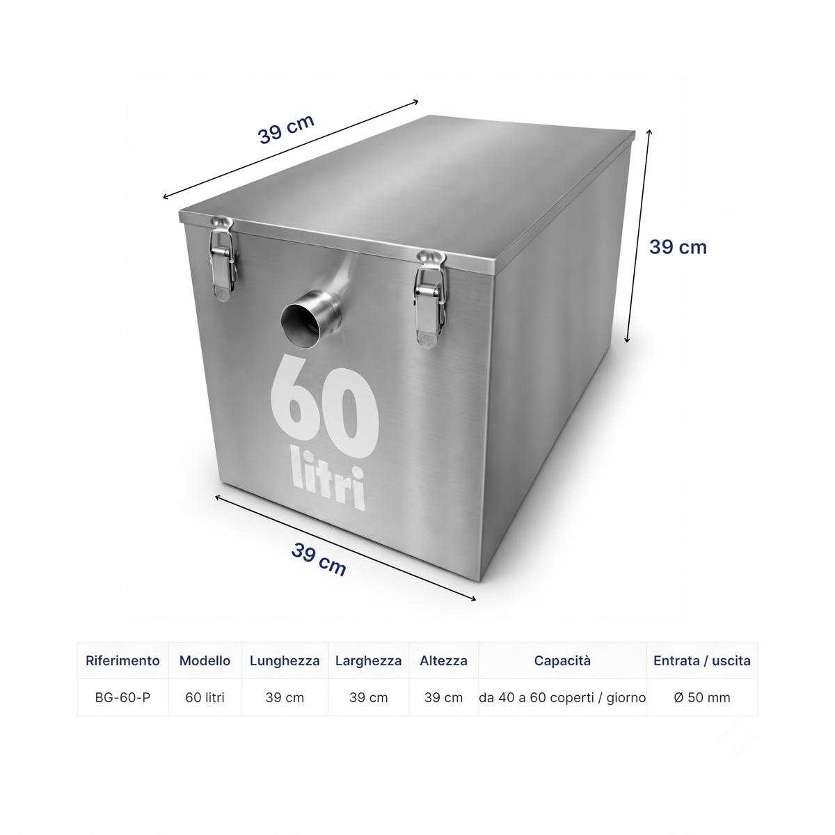Separador de grasas bajo fregadero 60L - separador de grasas de acero inoxidable 7