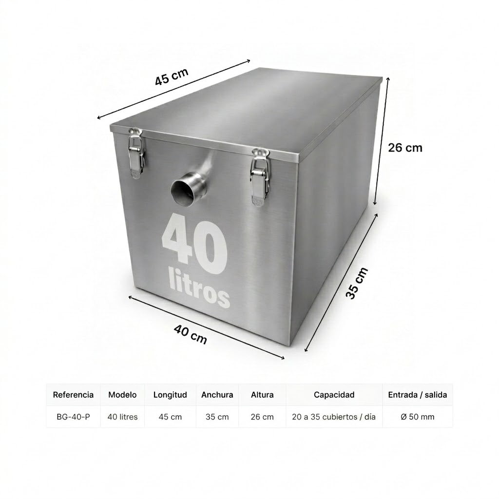 Ficha técnica 40 litros: dimensiones y especificaciones